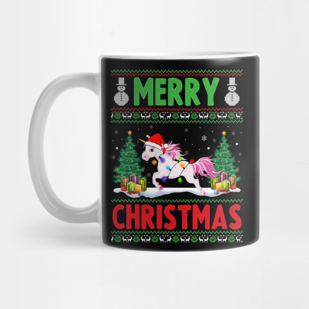 Funny Unicorn Animal Lover Xmas Lighting Unicorn Christmas by Creative Design